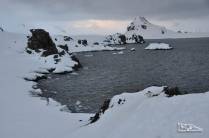 O visual gelado de Half Moon Island, na Antártida